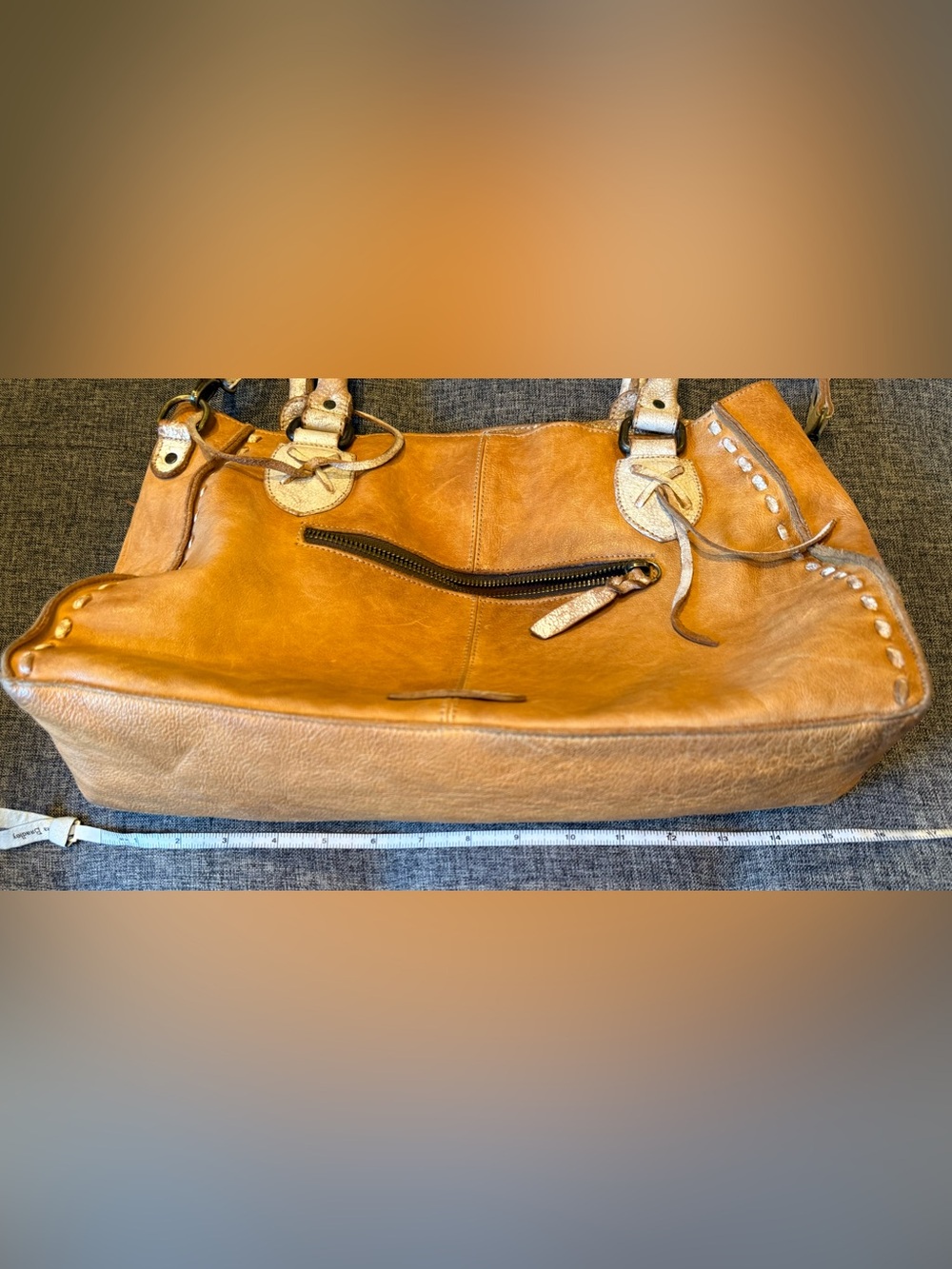 Bed|Stu Rockababy Oats Icicle Rustic Leather Shoulder Bag with Dual Handles - Picture 14 of 16
